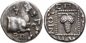 THRACE. Maroneia. Circa 386/5-348/7 BC. Tetrobol (Silver, 14 mm, 2.53 g, 10 h), Noumenios, magistrate. M-A-ΡΩ Forepart of a horse to right. Rev. ΕΠΙ -...
