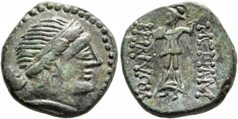 THRACE. Mesambria. Circa 175-100 BC. AE (Bronze, 19 mm, 5.78 g, 12 h). Diademed ...