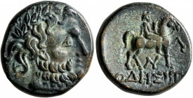 THRACE. Odessos. Circa 2nd-1st centuries BC. AE (Bronze, 20 mm, 7.72 g, 1 h). Laureate head of the Great God to right. Rev. ΟΔΗΣIT[ΩΝ] The Great God r...