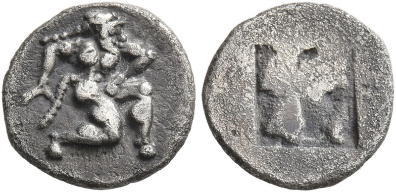 ISLANDS OFF THRACE, Thasos. Circa 500-480 BC. Diobol (Silver, 11 mm, 0.94 g). Sa...