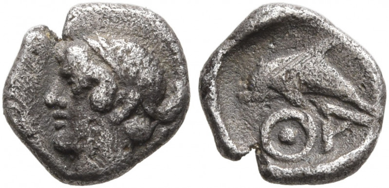 ISLANDS OFF THRACE, Thasos. Circa 412-404 BC. Hemiobol (Silver, 8 mm, 0.31 g, 6 ...