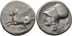AKARNANIA. Argos Amphilochikon. Circa 330-280 BC. Stater (Silver, 20 mm, 8.55 g, 9 h). Pegasos flying left; below, ΑΡ. Rev. Head of Athena to left, we...