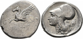 AKARNANIA. Argos Amphilochikon. Circa 330-280 BC. Stater (Silver, 24 mm, 8.46 g, 9 h). Pegasos flying left; below, A. Rev. Head of Athena to left, wea...