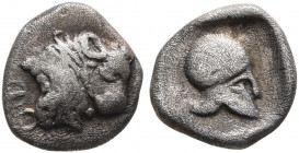 PHOKIS, Federal Coinage. Circa 485-480. Hemiobol (Silver, 9 mm, 0.40 g, 3 h). ΦΟ Head and neck of a bull to right, head turned slightly facing. Rev. C...