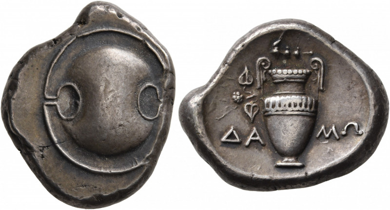 BOEOTIA. Thebes. Circa 395-338 BC. Stater (Silver, 25 mm, 12.31 g), Damo..., mag...