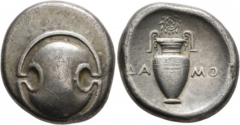 BOEOTIA. Thebes. Circa 395-338 BC. Stater (Silver, 22 mm, 11.81 g), Damo..., mag...