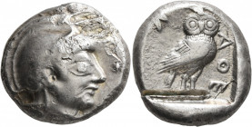 ATTICA. Athens. Circa 510-500/490 BC. Tetradrachm (Silver, 24 mm, 17.37 g, 5 h). Head of Athena to right, wearing crested Attic helmet decorated with ...