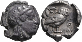 ATTICA. Athens. Circa 465/2-454 BC. Tetradrachm (Silver, 24 mm, 17.15 g, 10 h). Head of Athena to right, wearing crested Attic helmet decorated with t...