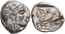 ATTICA. Athens. Circa 465/2-454 BC. Tetradrachm (Silver, 25 mm, 17.21 g, 2 h). Head of Athena to right, wearing crested Attic helmet decorated with th...