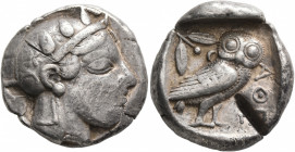 ATTICA. Athens. Circa 465/2-454 BC. Tetradrachm (Silver, 24 mm, 17.16 g, 3 h). Head of Athena to right, wearing crested Attic helmet decorated with th...