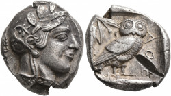 ATTICA. Athens. Circa 465/2-454 BC. Tetradrachm (Silver, 25 mm, 17.20 g, 7 h). Head of Athena to right, wearing crested Attic helmet decorated with th...