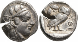 ATTICA. Athens. Circa 465/2-454 BC. Tetradrachm (Silver, 24 mm, 17.18 g, 6 h). Head of Athena to right, wearing crested Attic helmet decorated with th...