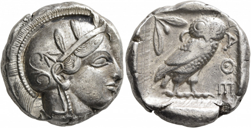 ATTICA. Athens. Circa 455-449 BC. Tetradrachm (Silver, 24 mm, 17.18 g, 6 h). Hea...