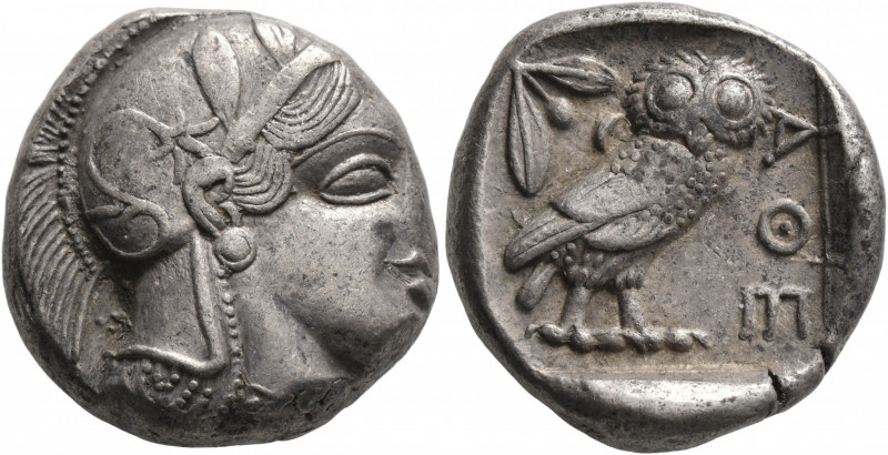 ATTICA. Athens. Circa 440s-430s BC. Tetradrachm (Silver, 23 mm, 17.16 g, 2 h). H...