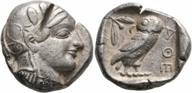 ATTICA. Athens. Circa 440s-430s BC. Tetradrachm (Silver, 24 mm, 17.21 g, 10 h). Head of Athena to right, wearing crested Attic helmet decorated with t...