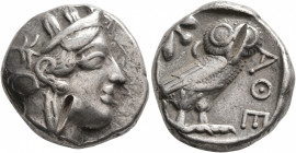 ATTICA. Athens. Circa 430s-420s BC. Tetradrachm (Silver, 23 mm, 17.13 g, 8 h). Head of Athena to right, wearing crested Attic helmet decorated with th...