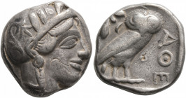 ATTICA. Athens. Circa 430s-420s BC. Tetradrachm (Silver, 23 mm, 16.94 g, 10 h). Head of Athena to right, wearing crested Attic helmet decorated with t...
