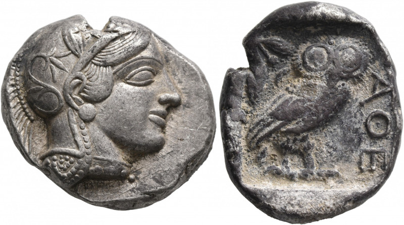 ATTICA. Athens. Circa 430s-420s BC. Tetradrachm (Silver, 25 mm, 17.19 g, 2 h). H...