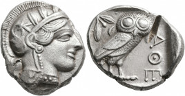ATTICA. Athens. Circa 430s-420s BC. Tetradrachm (Silver, 26 mm, 17.13 g, 2 h). Head of Athena to right, wearing crested Attic helmet decorated with th...