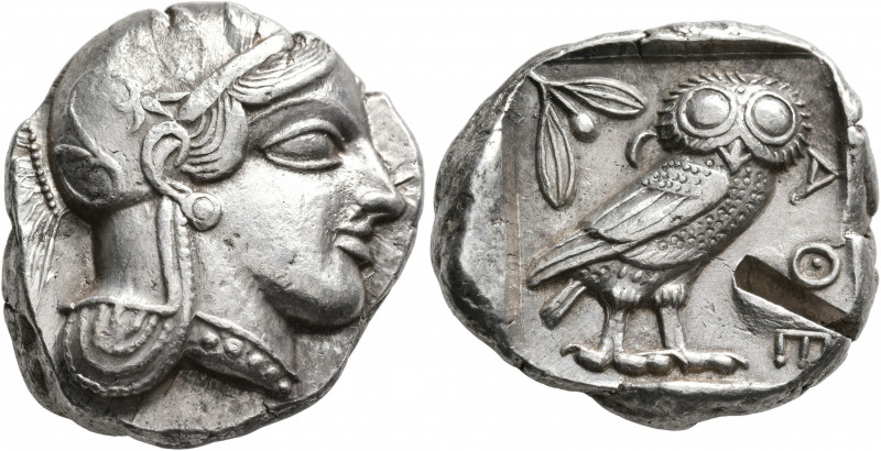 ATTICA. Athens. Circa 430s-420s BC. Tetradrachm (Silver, 25 mm, 17.31 g, 8 h). H...