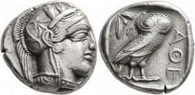 ATTICA. Athens. Circa 430s-420s BC. Tetradrachm (Silver, 24 mm, 17.14 g, 10 h). Head of Athena to right, wearing crested Attic helmet decorated with t...