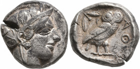 ATTICA. Athens. Circa 430s-420s BC. Tetradrachm (Silver, 24 mm, 17.24 g, 10 h). Head of Athena to right, wearing crested Attic helmet decorated with t...