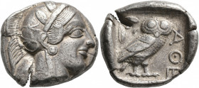 ATTICA. Athens. Circa 430s-420s BC. Tetradrachm (Silver, 25 mm, 17.19 g, 7 h). Head of Athena to right, wearing crested Attic helmet decorated with th...