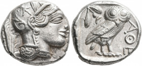 ATTICA. Athens. Circa 430s-420s BC. Tetradrachm (Silver, 24 mm, 17.24 g, 12 h). Head of Athena to right, wearing crested Attic helmet decorated with t...