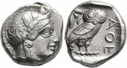 ATTICA. Athens. Circa 430s-420s BC. Tetradrachm (Silver, 23 mm, 17.09 g, 4 h). Head of Athena to right, wearing crested Attic helmet decorated with th...