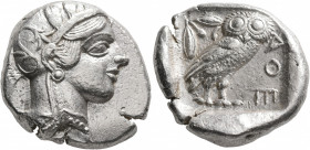 ATTICA. Athens. Circa 430s-420s BC. Tetradrachm (Silver, 25 mm, 17.17 g, 10 h). Head of Athena to right, wearing crested Attic helmet decorated with t...