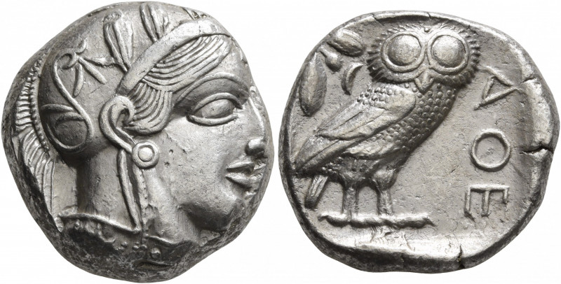 ATTICA. Athens. Circa 430s-420s BC. Tetradrachm (Silver, 22 mm, 17.14 g, 4 h). H...