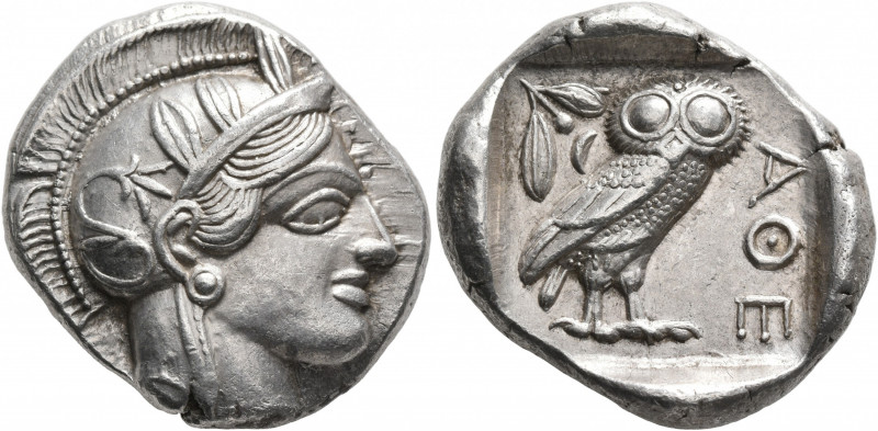 ATTICA. Athens. Circa 420s-404 BC. Tetradrachm (Silver, 26 mm, 17.18 g, 3 h). He...