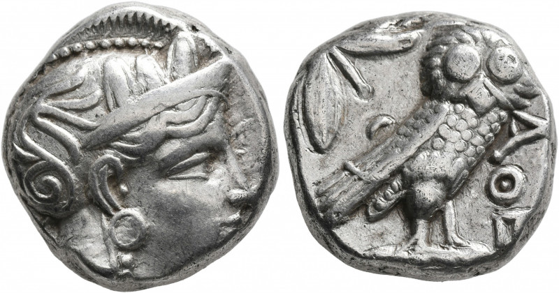 ATTICA. Athens. Circa 393-355 BC. Tetradrachm (Silver, 22 mm, 17.06 g, 8 h). Hea...