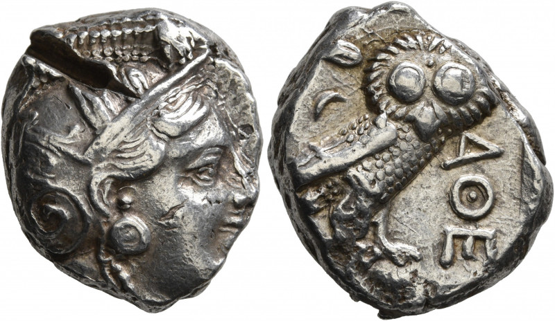 ATTICA. Athens. Circa 393-355 BC. Tetradrachm (Silver, 22 mm, 17.20 g, 7 h). Hea...