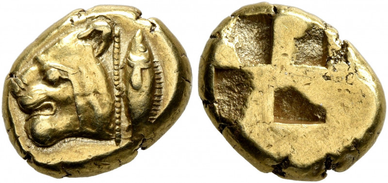 MYSIA. Kyzikos. Circa 550-450 BC. Hekte (Electrum, 11 mm, 2.65 g). Head of a lio...