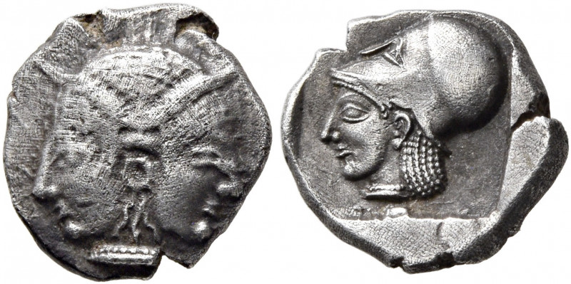 MYSIA. Lampsakos. Circa 500-450 BC. Diobol (Silver, 11 mm, 1.18 g, 9 h). Diademe...