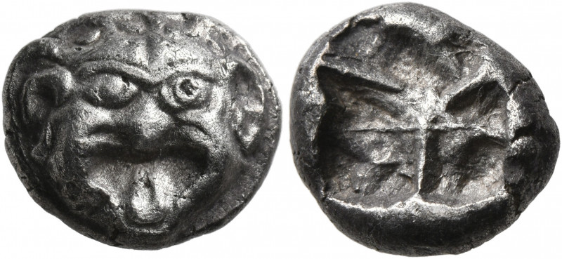 MYSIA. Parion. 5th century BC. Drachm (Silver, 14 mm, 3.85 g). Facing gorgoneion...