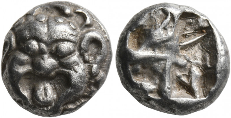 MYSIA. Parion. 5th century BC. Drachm (Silver, 13 mm, 3.96 g). Facing gorgoneion...