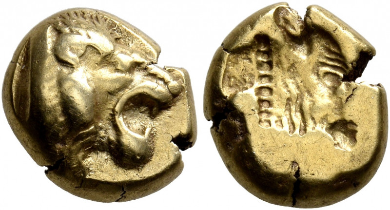 LESBOS. Mytilene. Circa 521-478 BC. Hekte (Electrum, 10 mm, 2.56 g, 9 h). Head o...