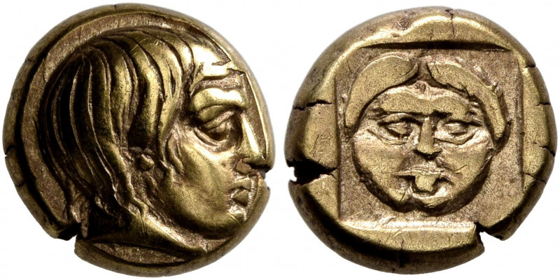 LESBOS. Mytilene. Circa 454-428/7 BC. Hekte (Electrum, 11 mm, 2.56 g, 12 h). Hea...