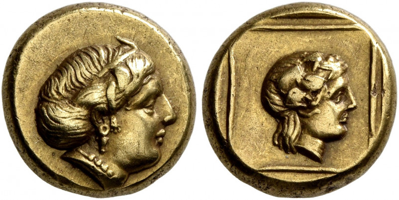 LESBOS. Mytilene. Circa 412-378 BC. Hekte (Electrum, 10 mm, 2.48 g, 12 h). Head ...