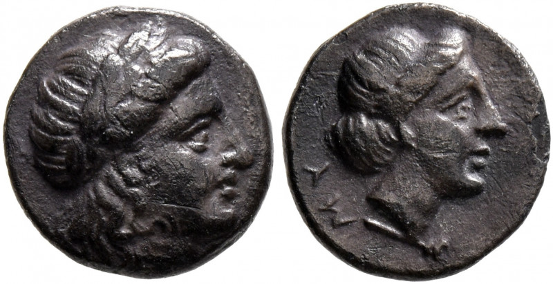 LESBOS. Mytilene. Circa 400-350 BC. Diobol (Silver, 11 mm, 1.27 g, 12 h). Laurea...