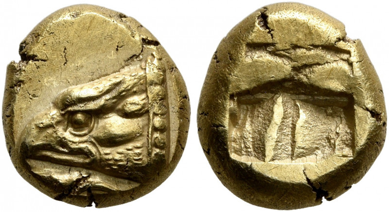 IONIA. Phokaia. Circa 625/0-522 BC. Hekte (Electrum, 10 mm, 2.63 g). Head of an ...