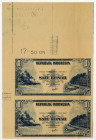 Republik Indonesia, 1953, 1 Rupiah Uncut Progress Proof Banknote Pair.