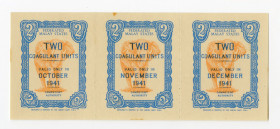 Federated Malay States, 1941 "Coagulent Units" Issue Uncut Trio.