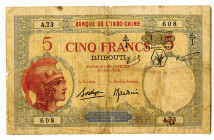 Banque de l'Indo-Chine. 1943 Issue Banknote.
