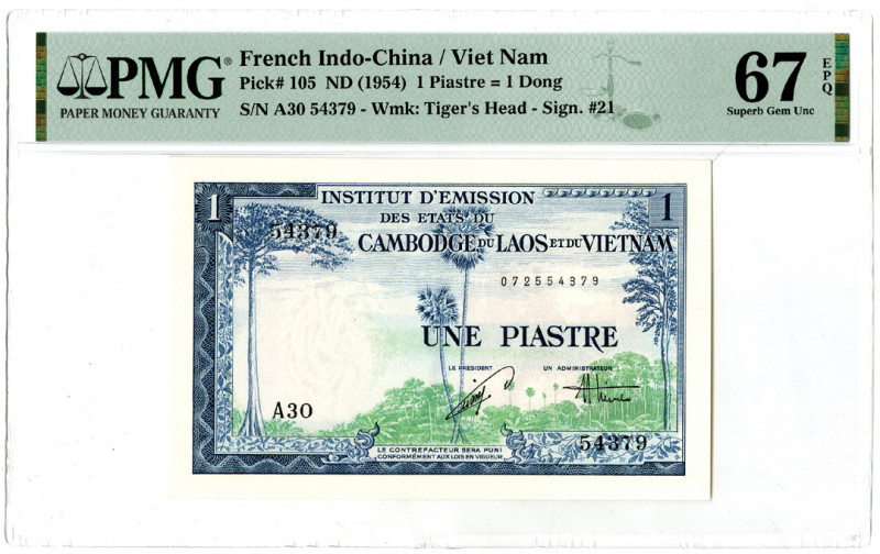 French Indo-China/Viet Nam, ND (1954). 1 Piastre = 1 Dong, P-105, Issued Banknot...