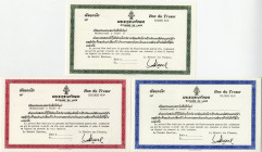 Kingdom of Laos, 1971 Trio of Circulating Specimen Bonds.
