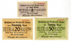 Deutch Krone, 1918 Issued Notgeld Trio