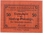 Paulsdorf (Hindenburg O.S.). ND (ca. 1914-1918). Issued Note.